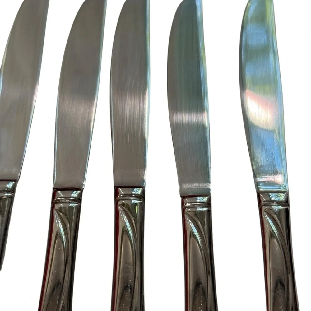 Oneida Flight Reliance 5 Stainless Serrated Dinner Knives and one Butter Knife